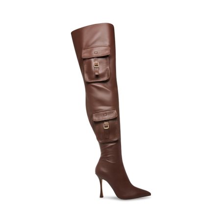 Dark Brown Steve Madden Brittany Women's Knee-high Boots | PH 9683IQZ